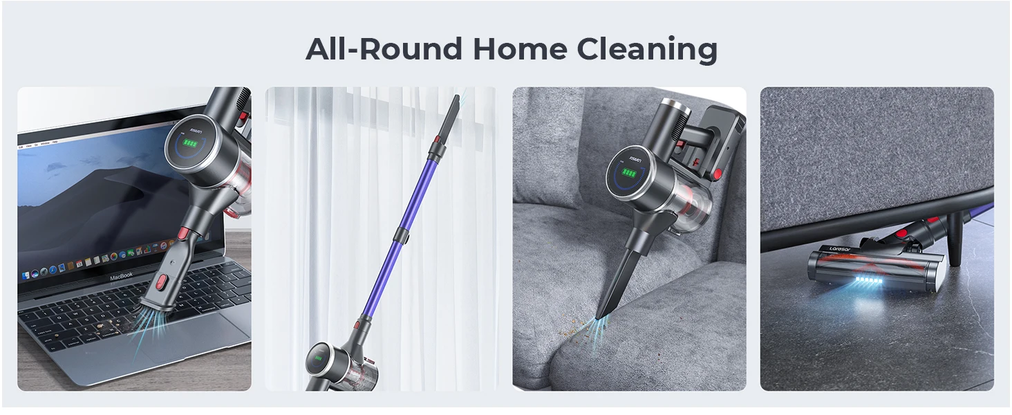 Laresar Cordless Stick Vacuum Cleaner 33kpa/400w With Stepless Speed