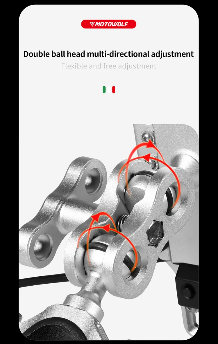 Motowolf Motorcycle aluminum alloy anti-shake and anti-shake wireless fast charging Motorbike mobile phone holder with charger