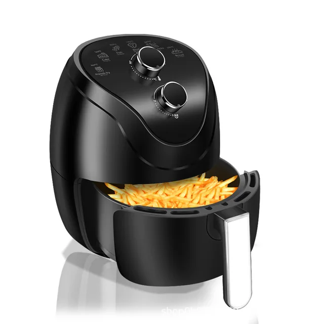 5L black round Air Fryer with Digital Control Knob Easy Clean Oil-Free 1500W Power Electric Household round Shape