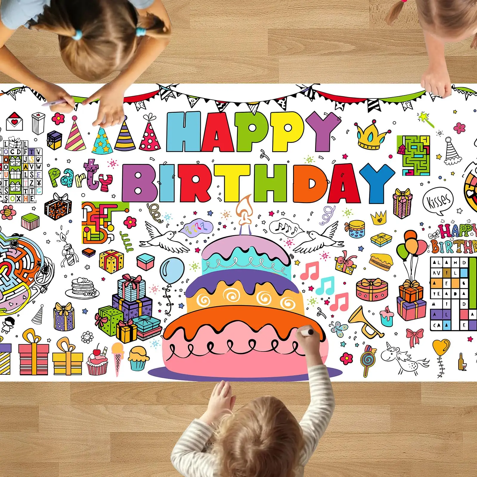 Farm Giant Coloring Poster For Kids Large Coloring Tablecloth Animals Drawing Roll