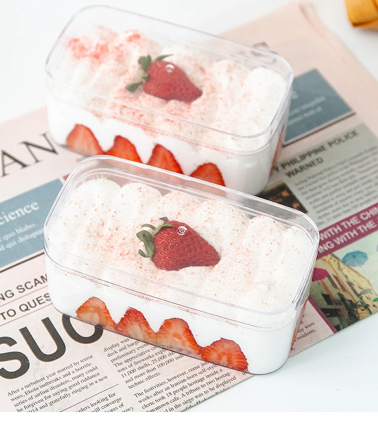 Wholesale Mousse Cake Box Disposable Tiramisu Ice Cream Dessert Plastic
