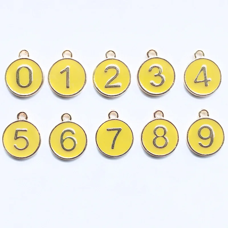 Round Number Dripping Oil Charm Alloy Pendants Making For Jewelry