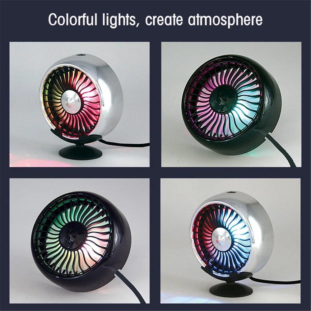 Мощный Автомобильный Usb-вентилятор с 3 передачами поворот на 360 градусов светодиодная подсветка питание от Usb автомобильный охлаждающий воздушный вентилятор для автомобиля вентиляция
