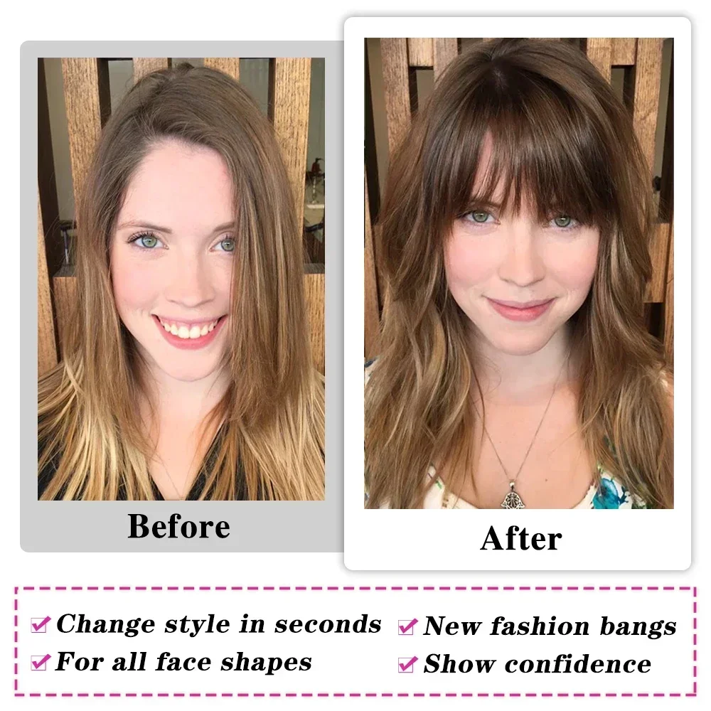 Platinum Blonde Human Hair Bangs Clip in Straight Hair Pieces for Women Blunt Bangs Extension_voghion.com