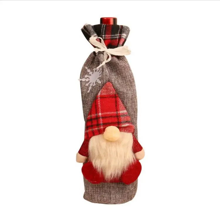 Christmas Wine Bottle Cover Santa Claus Pattern Champagne Bottle Holders Cover Table Decor Gift Thanksgiving Day Holiday Festiva