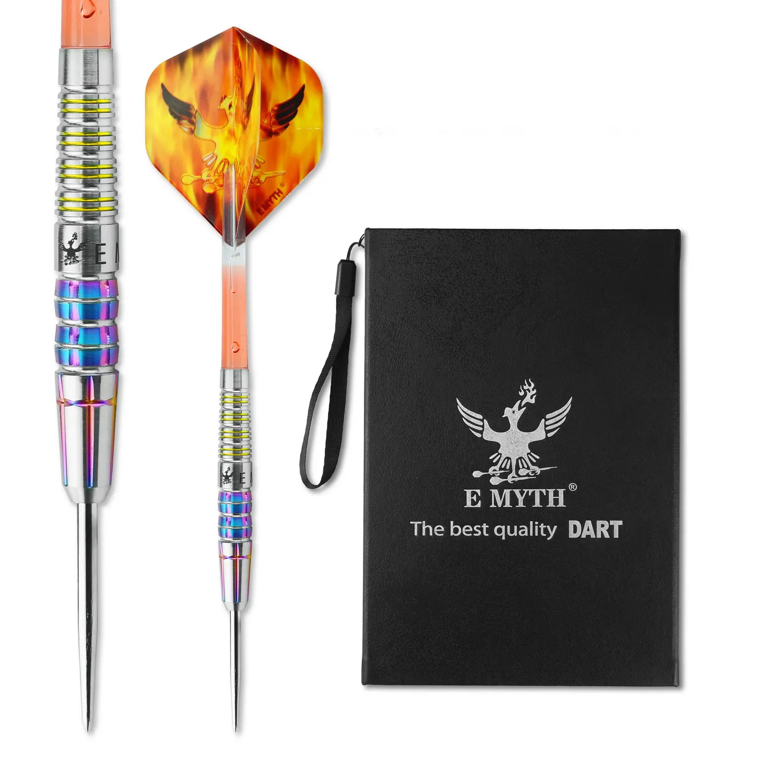 Professional Dart Set Phoenix Dart with Pet Flight and Plastic Shaft and Tungsten Barrel and Stainless Tip