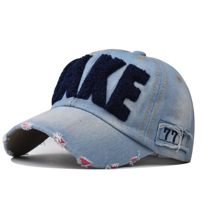 ☆LOGO-EMBROIDERED DENIM BASEBALL CAP/KIMHEKIM☆ Denim Baseball Cap Unisex Embroidery Letter Jeans Snapback