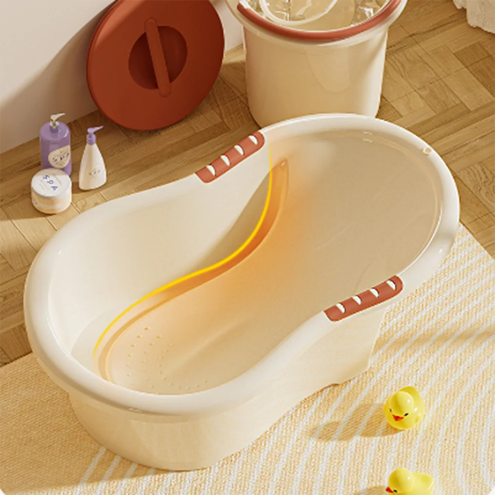 Large Size Baby Basin with Support for Baby Bath Kids Toddler Bathtub Plastic Baby Bath Tub with Hole Bassine Bebe