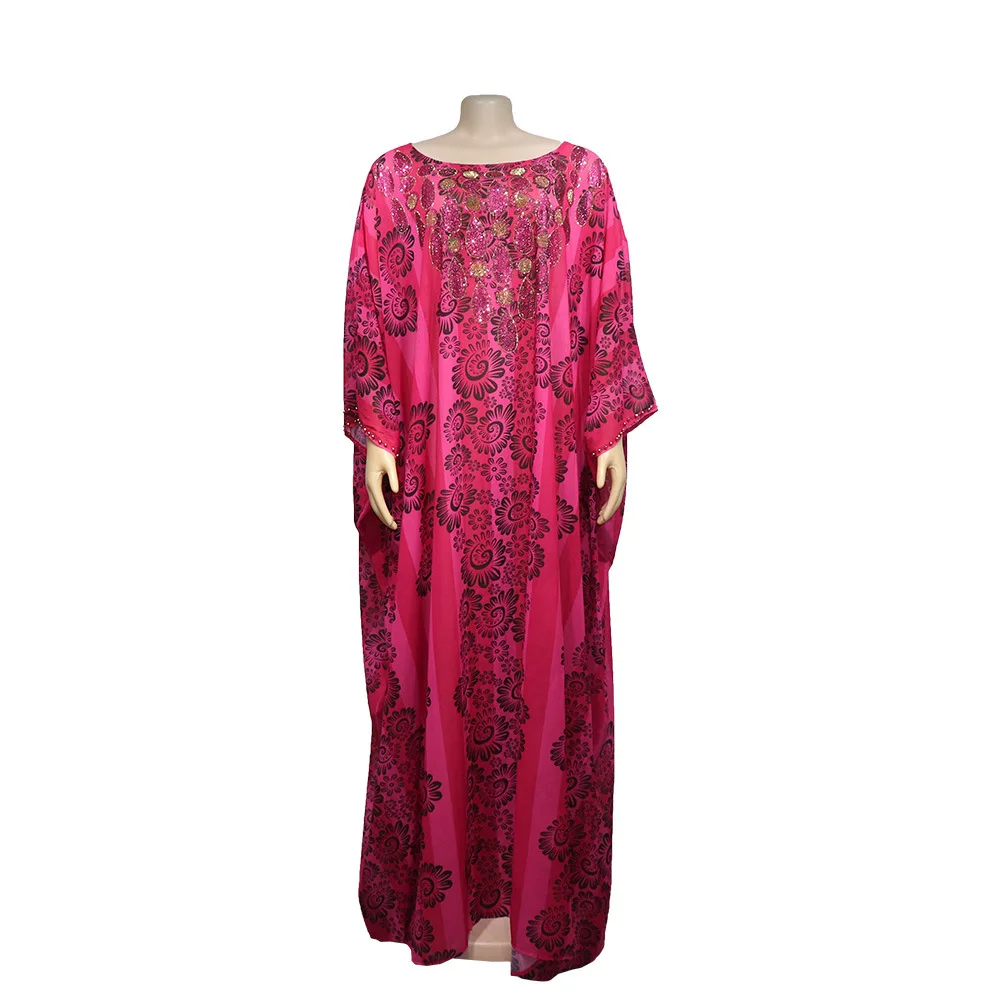 7027 African Robe Chiffon Hot Drilling Ethnic Costume Moroccan Dress ...