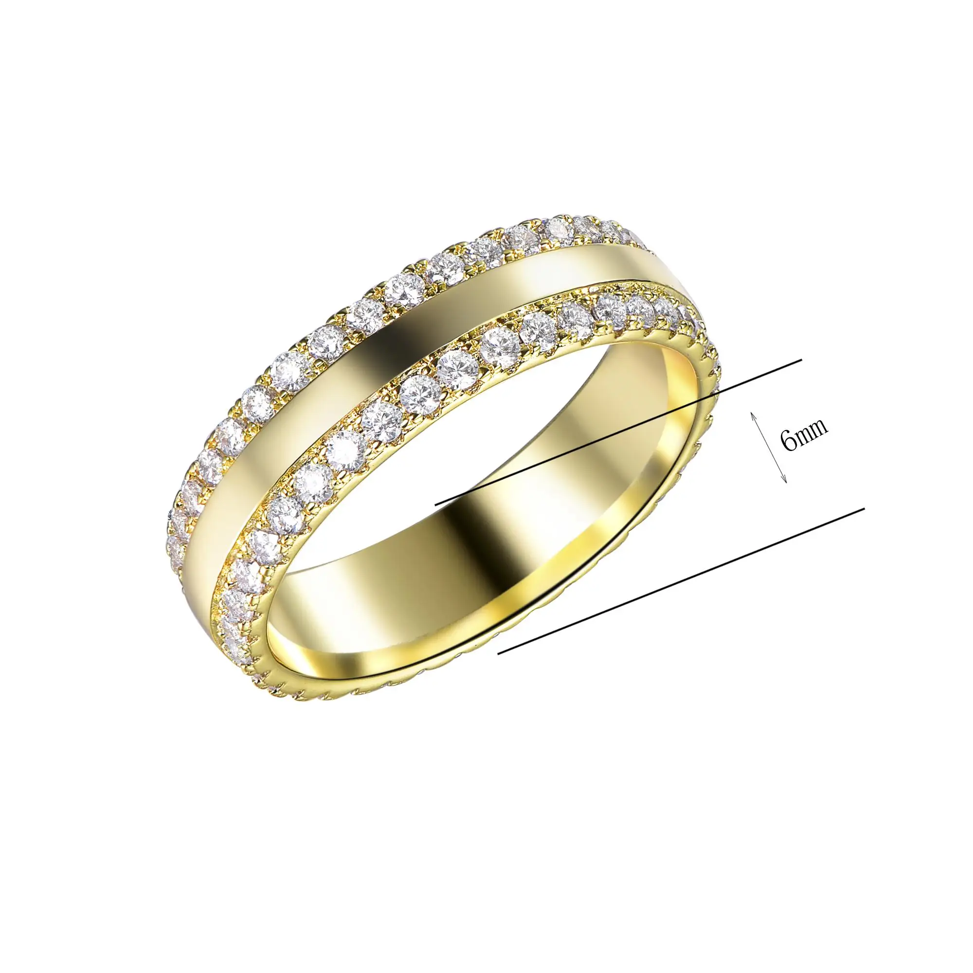 fashion 14k gold cz railroad diamond promise wedding rings