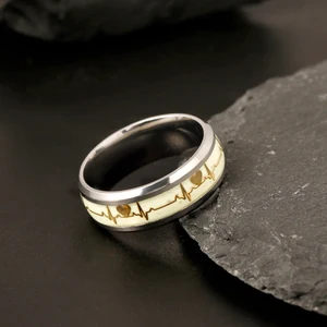 Miss Jewelry Couple Ring Luminous Glow in the Dark Ring Stainless Steel Ring for Men Women