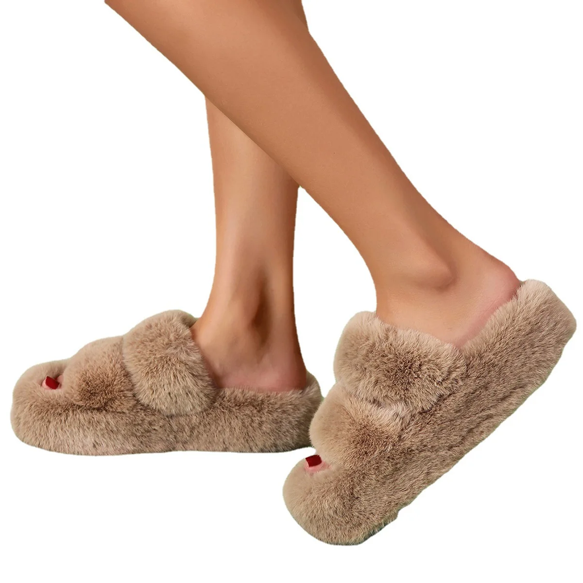 faux fur platform slippers