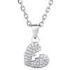 silver cable chain+White tear heart pendant