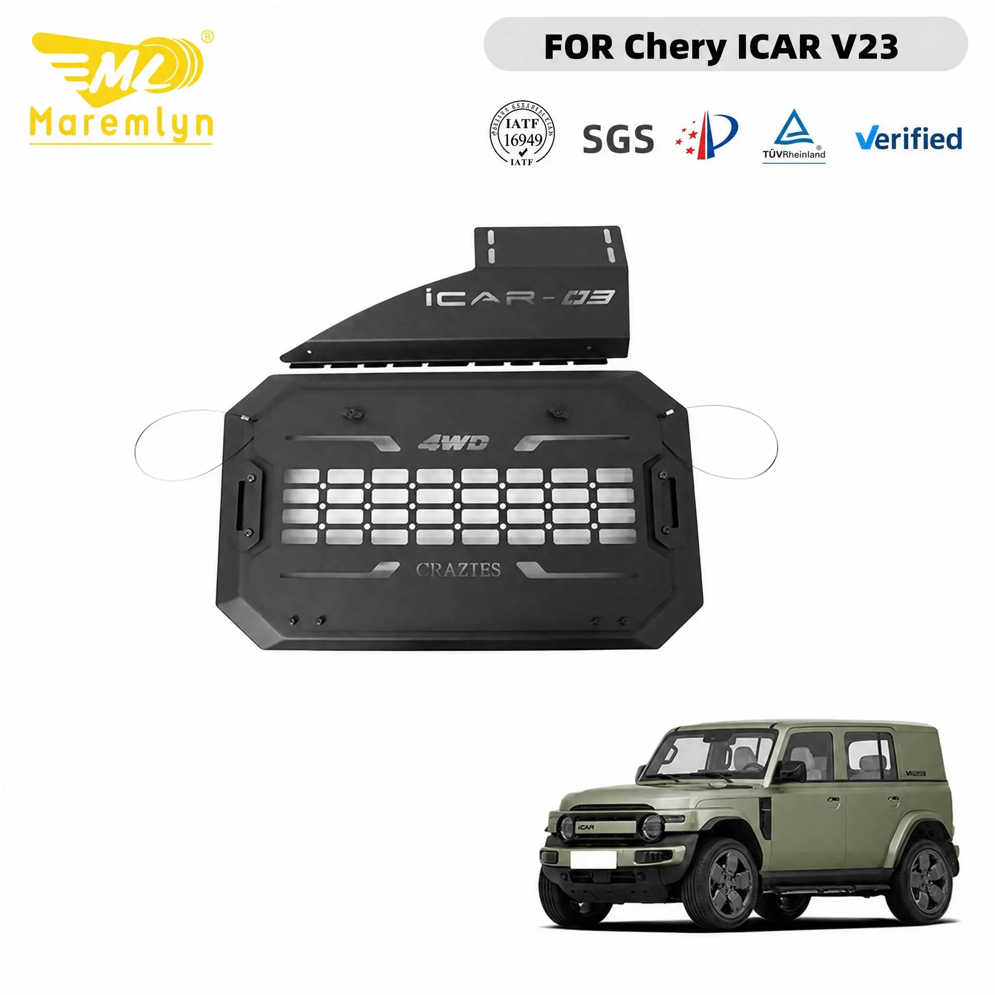 Maremlyn-Manganstahl-Seitenfenster-Mecha-Schutz für Chery ICAR V23, 4x4-Ausführung, kratzfester Offroad-Modifikations-Außenzubehör