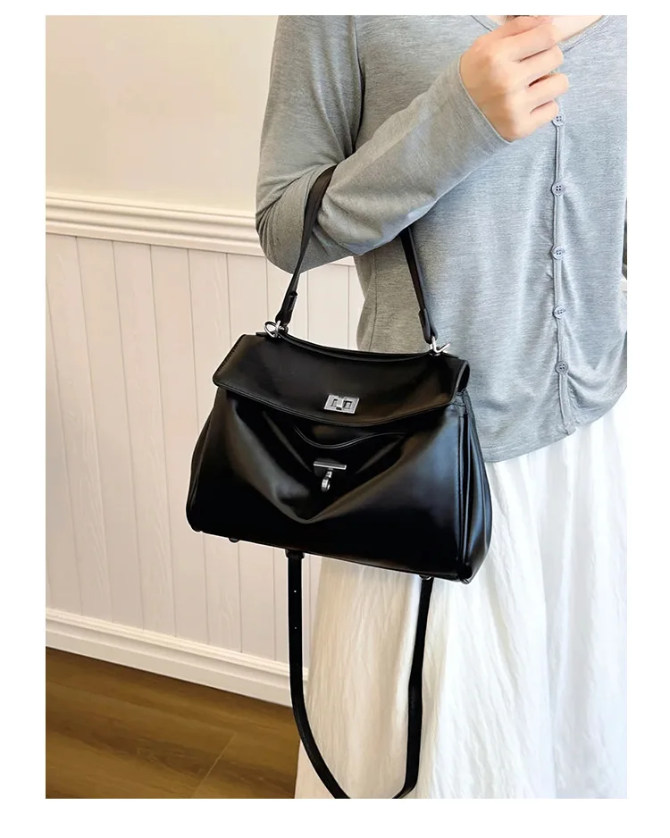 Rodeo Women’s Genuine Leather Underarm Crossbody Bag Mahjong Style High-grade Thread-locking Stitch Zipper Closure Single Strap