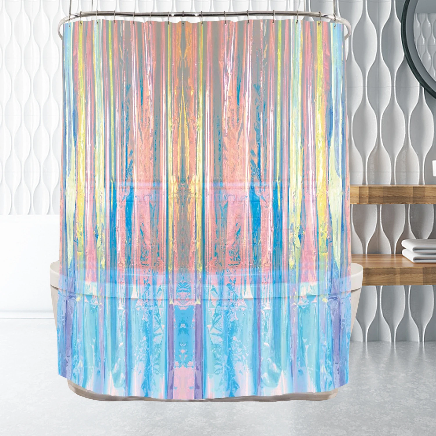 Wholesale Luxury Western Waterproof Bathroom Curtain Plus Shower Curtains The Iridescent Peva