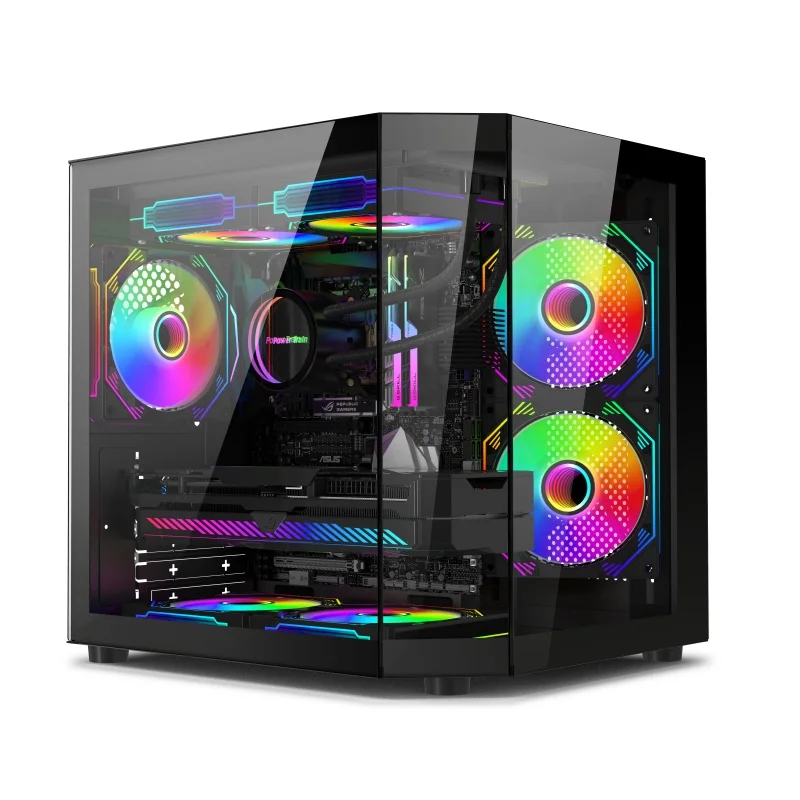 Wholesale Gaming PC Mid Tower Case Customized Tempered Glass 