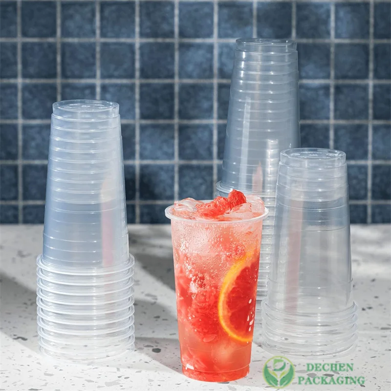Pet Cup For Drink 32oz Pet Plastic Cup With Lid