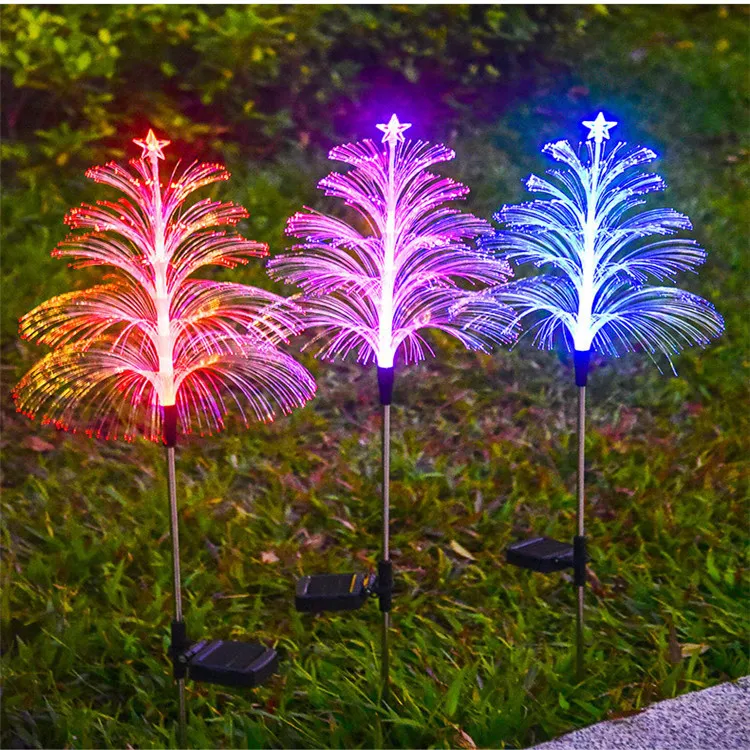 Solar Powered Led Light Outdoor Five Layer Xmas Tree Shaped Jellyfish Lawn Light IP65 Waterproof Garden Walkway Light
