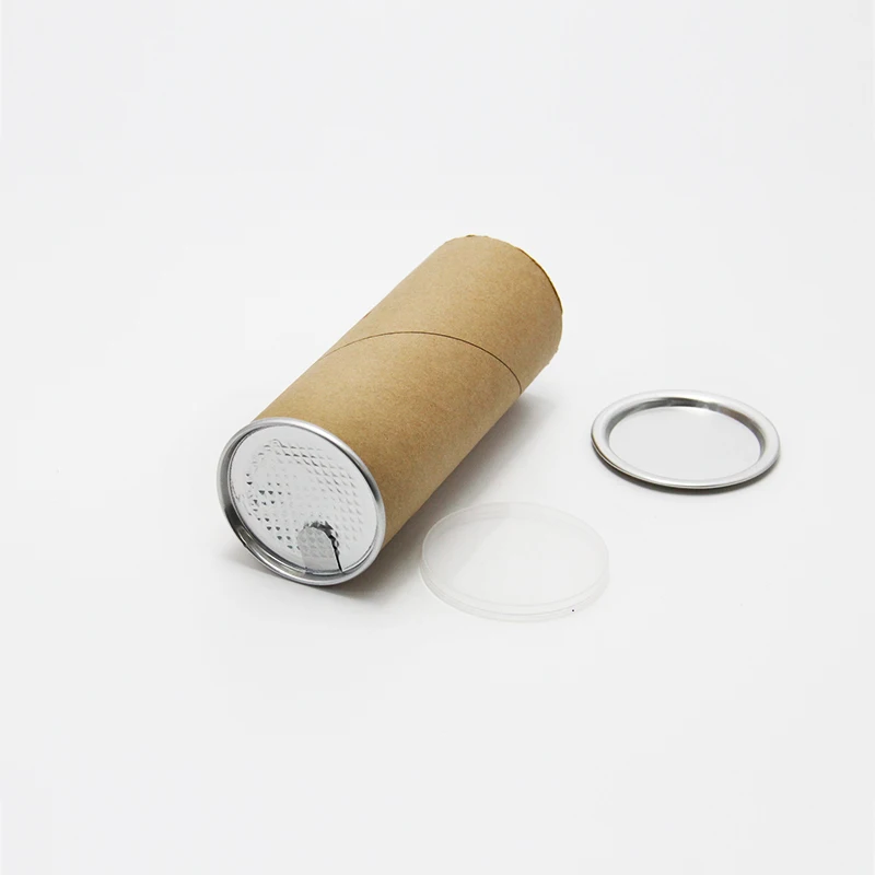 Recyclable Paper Tube Packaging Food Containers Jar with Aluminum Peel Off Easy Open Lid
