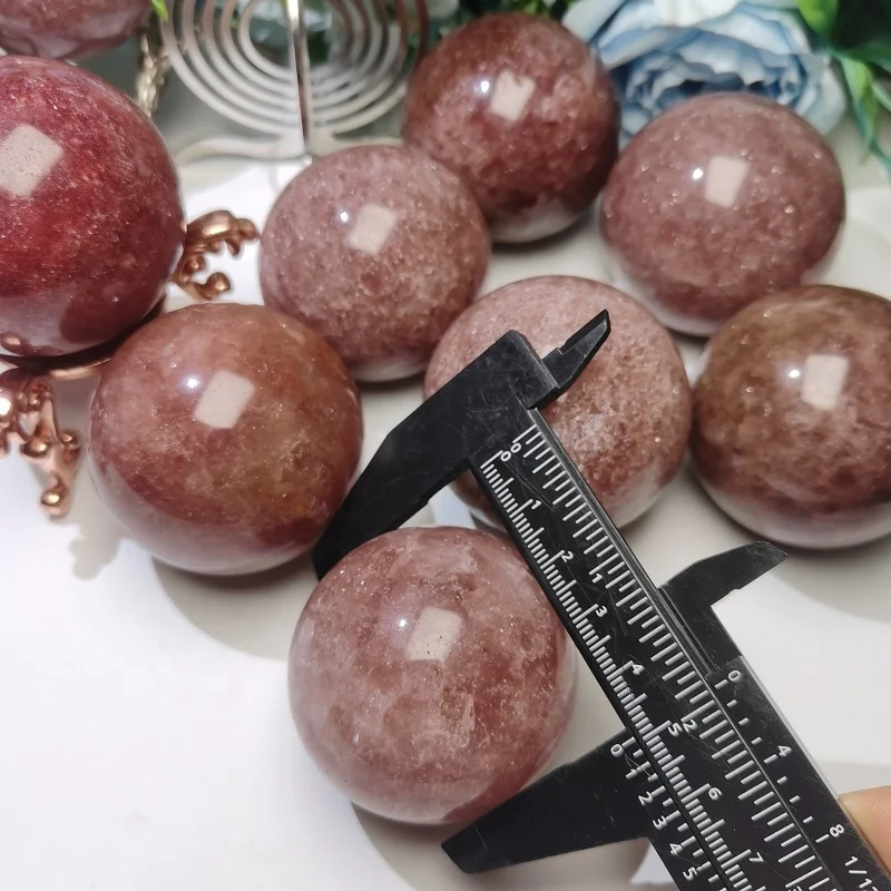 Factory Cheap Price Healing Stone Ball Natural Crystals Strawberry Quartz Sphere