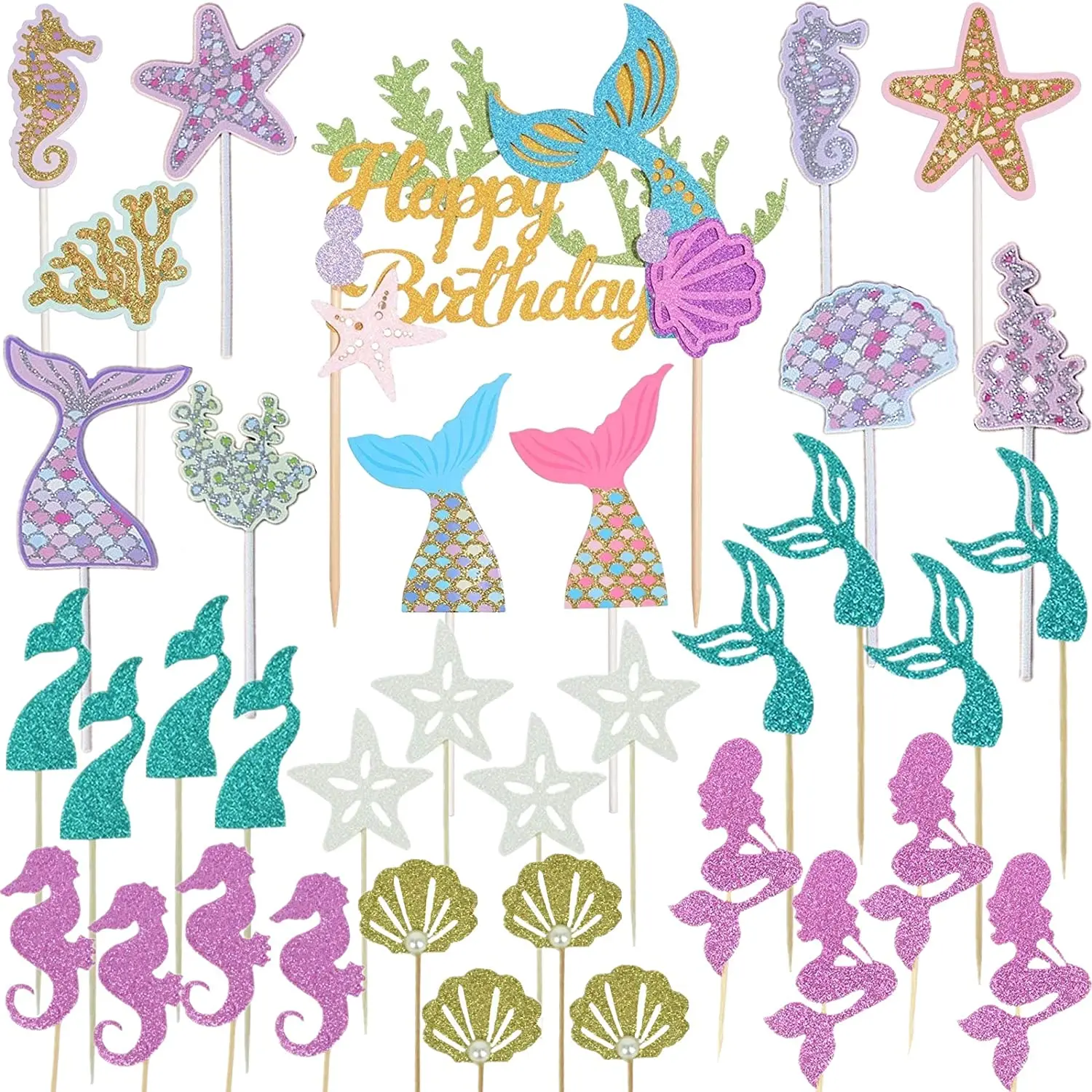 36pcs Mermaid Theme Cupcake Toppers Under The Sea Cake Toppers Happy  Birthday Mermaid Tail Cake Topper Party Supplies - Buy Cupcake Toppers,Cake  Toppers Happy Birthday,Party Supplies Product on Alibaba.com