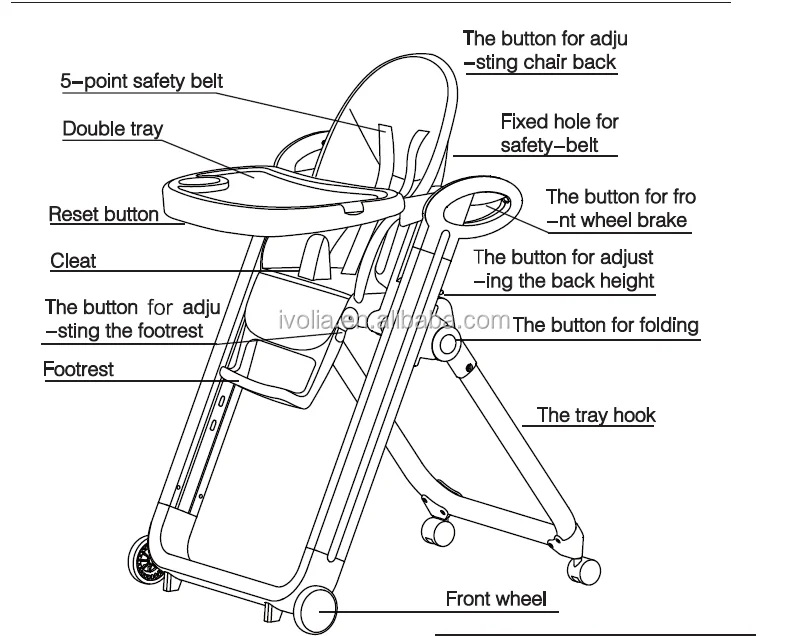 Easy Going & Adjustable Multi-functional Baby High Chair for Dining & Toy