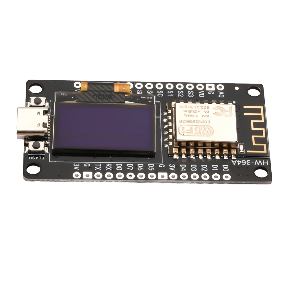 NodeMCU ESP8266 Ontwikkelboard Met 0,96″ OLED-scherm – CH340, ESP-12E, USB-C, Arduino IDE/Micropython – Ideaal Voor IoT-projecten