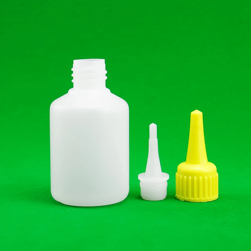 HDPE Plastic Bottles with Nozzle Cap Empty Cyanoacrylate Adhesive Bottles