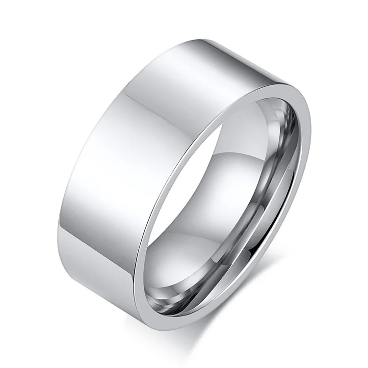 R114 TT 8mm Stainless Steel Polished Flat Band Ring Mens & Womens Size 5-15 