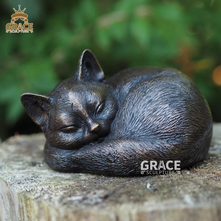 brass cat animal statue cast bronze