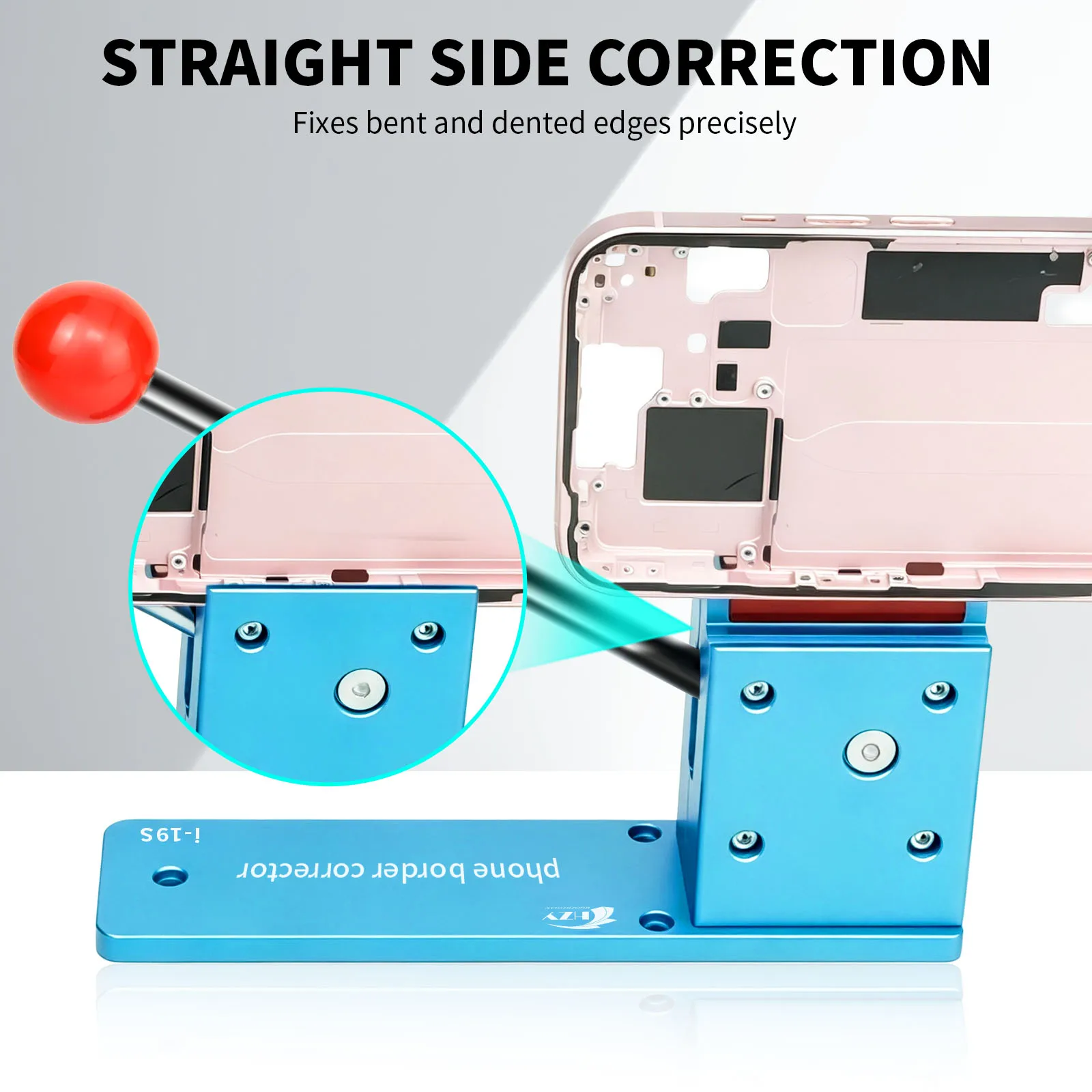 HZY I-19S 2-in-1 Border Corrector Round Corner Straight Edge Dent Repair Tool for iPhone 12-17 Pro Max Mid Frame Repair