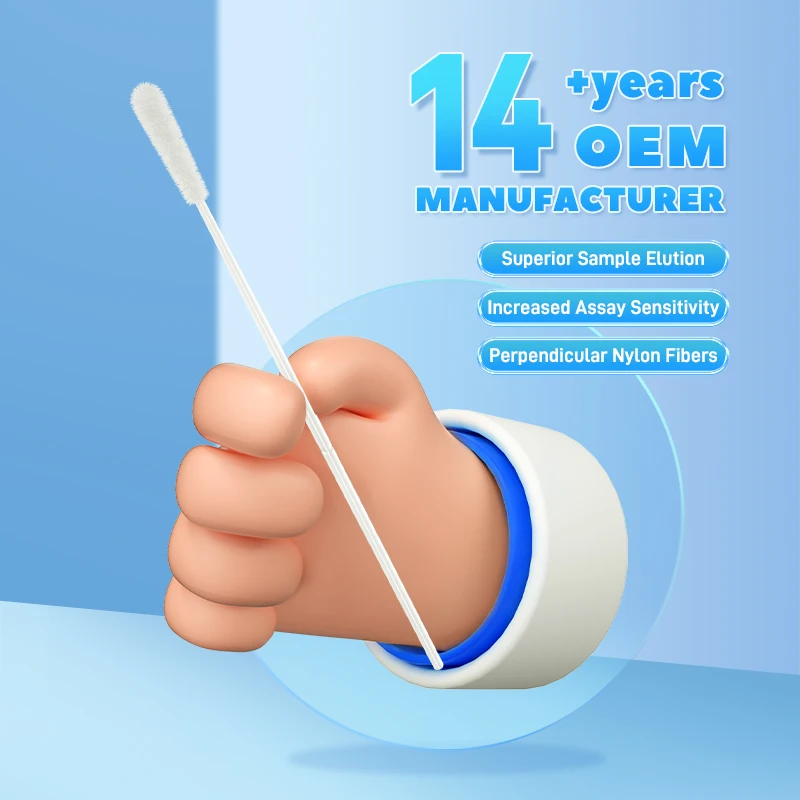 CE2862 Sterile Nylon Flocked Swab with Flexible Handle Sample Collection Medical Consumables