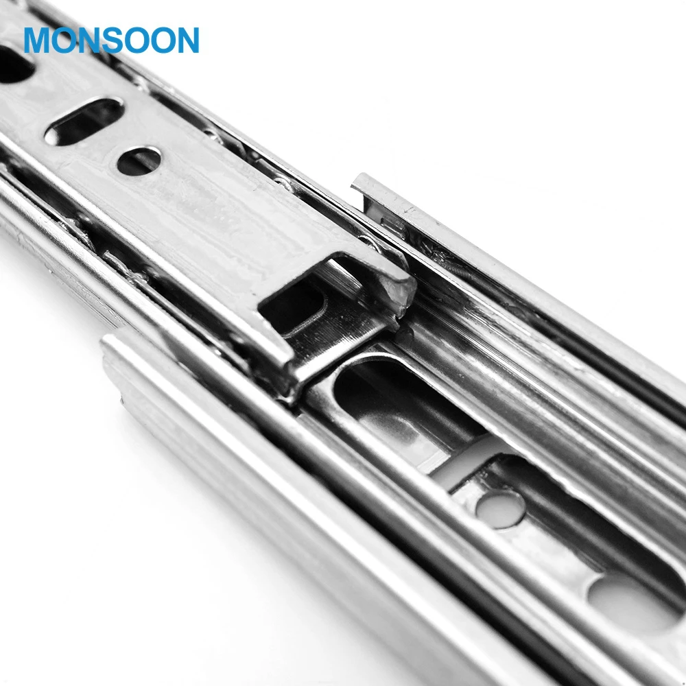 Full Extension ChannelsHardware Fitting Zinc Plated Drawer Slide 35mm Width Drawer Slide Rail for Furniture Kitchen Cabinet