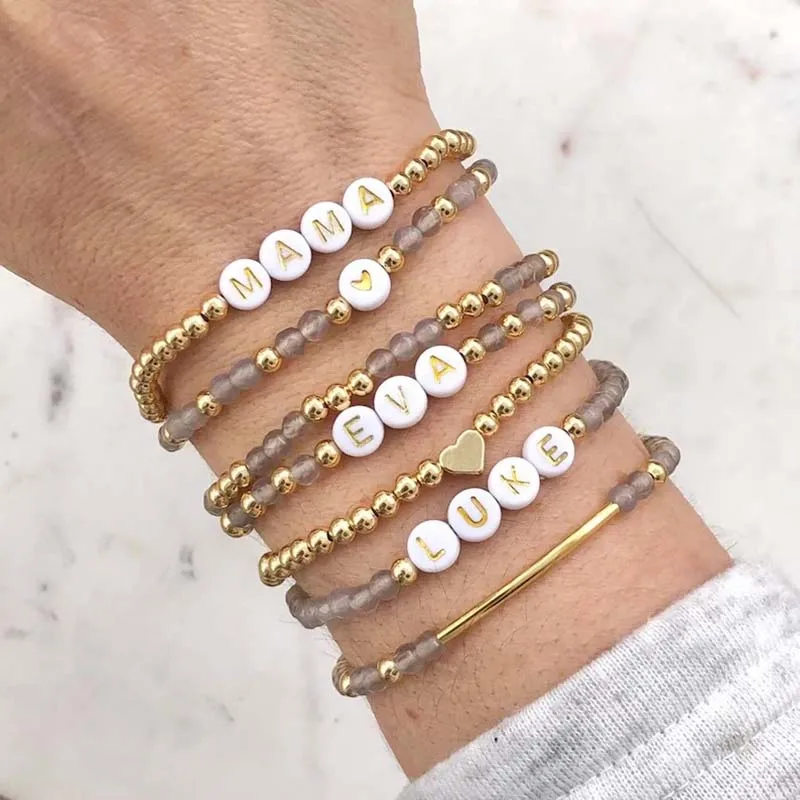 Custom Name Beaded Bracelet Stackable Personalized