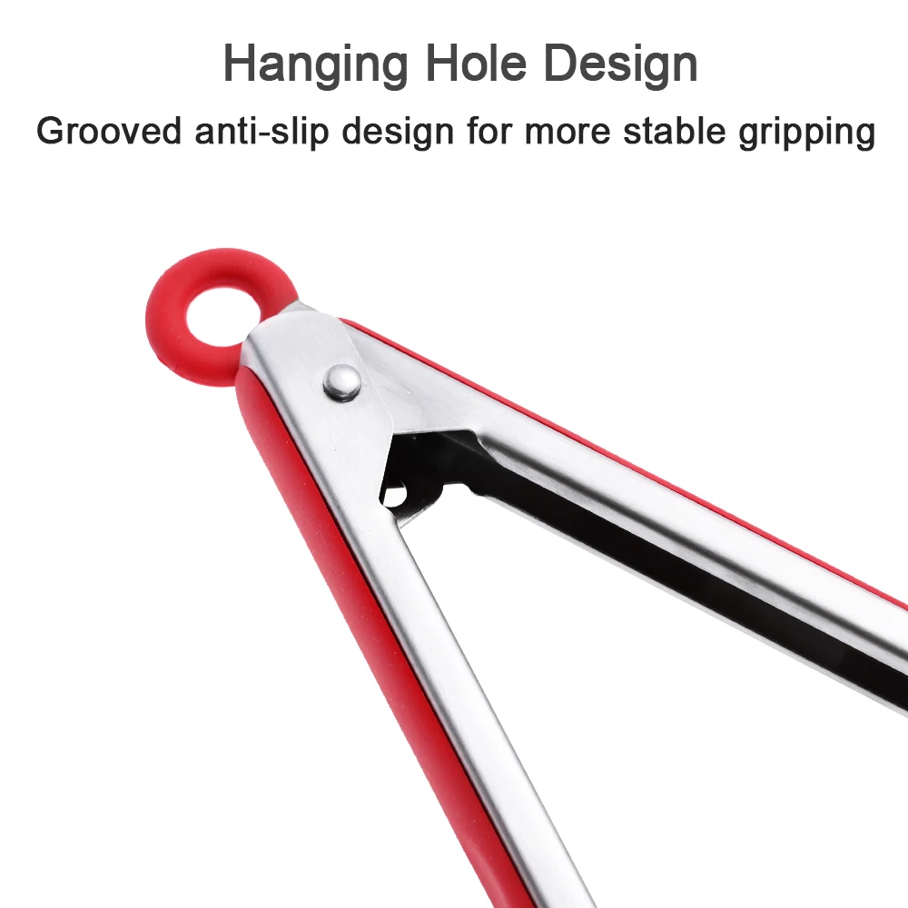 Kitchen Tongs Premium Silicone BPA Free Non-Stick Stainless Steel BBQ Cooking Grilling Locking Food Tongs 7/9/12-Inch 3 Pack manufacture