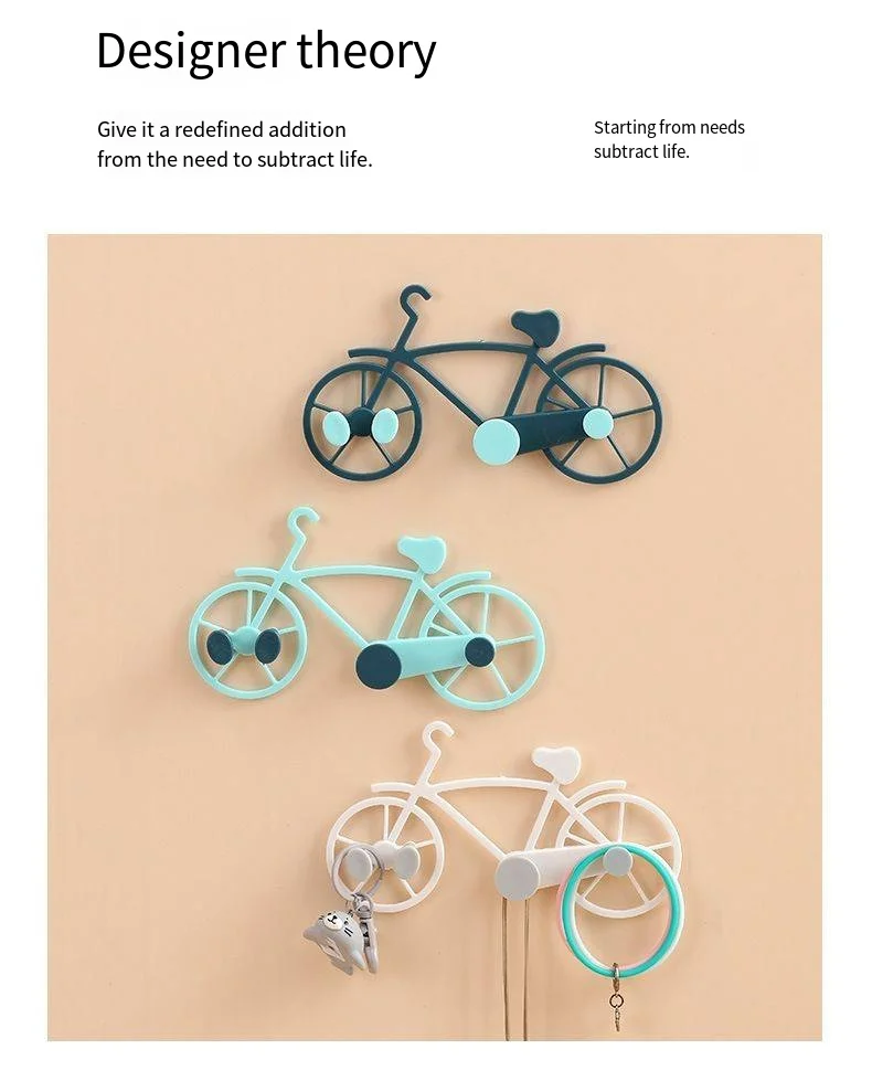 Creative simple bicycle punch free novelty hooks Key storage wall novelty hooks key novelty hooks behind the door supplier