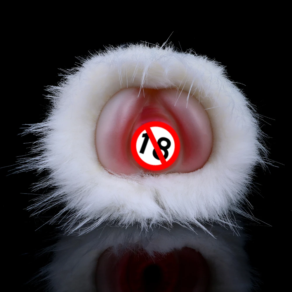 GEEBA Simulation Animal Fantasy Silicone Dog Masturbator Pocket Pussy Stroker with Animal Fur Fantasy Sex Plush Toys for Men