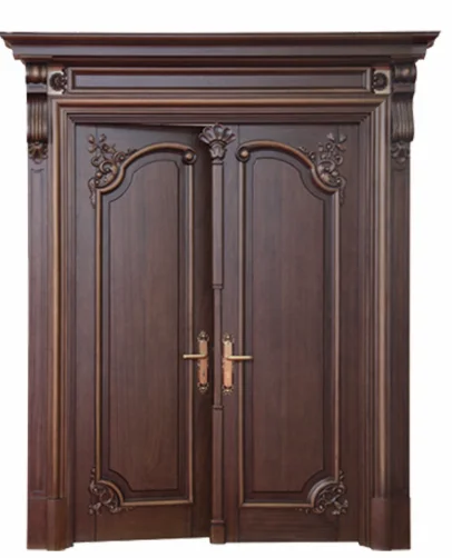 Solid Wood Entry Front Doors Gate Exterior Wood Main Door With Smart Lock