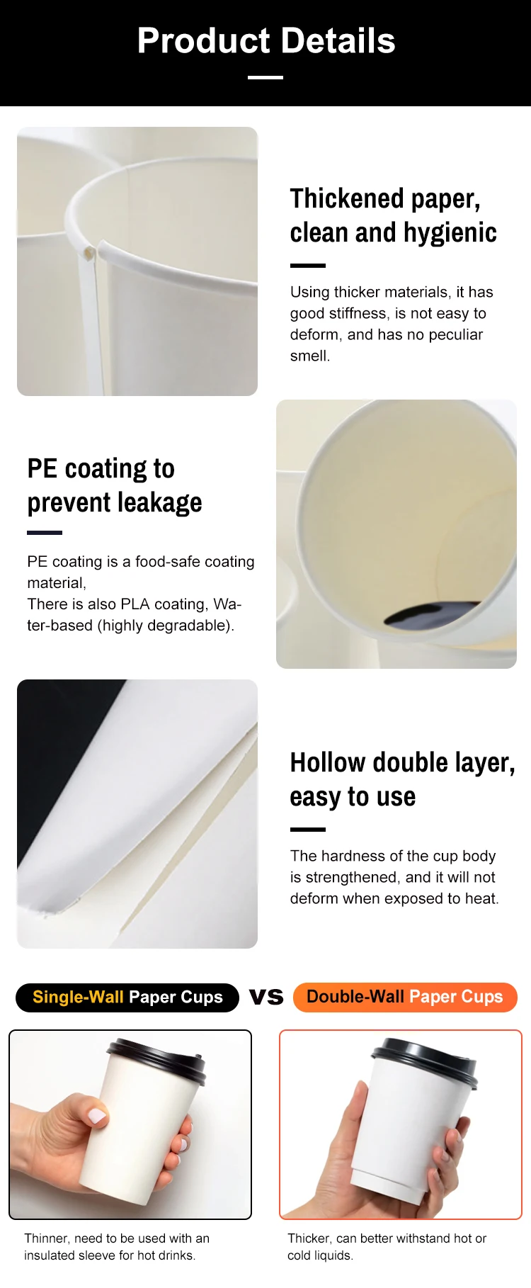product hot selling 80mm 90mm custom printed compostable pla coated kraft paper cup embossed white disposable coffee paper cup with lid-8