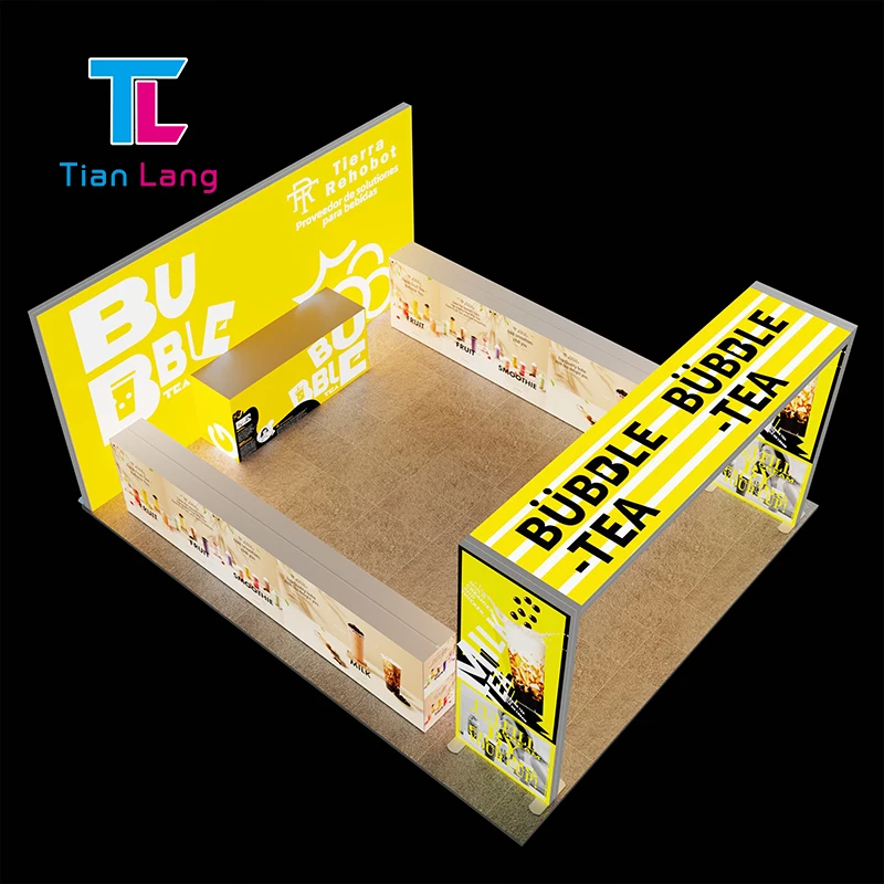 Free Design Backlit Exhibition Booth Design Portable Trade Show Backdrop LED L-shaped Corner Exhibition Light Box
