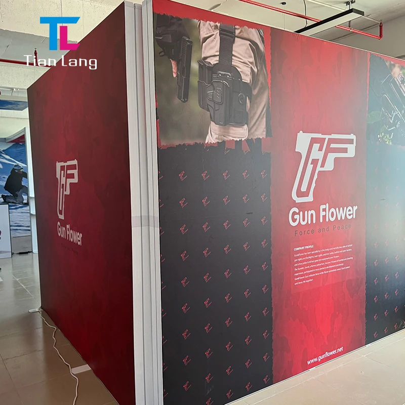 Modulare Messesaubude ohne Rahmen mit LED SEG-Leuchtkasten Beleuchtung