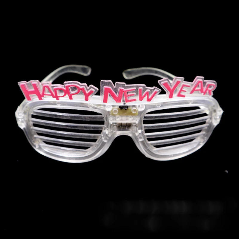 2024 Chinese New Year LED Flashing Shutter Glasses Transparent Red Battery Operated Shaped Like Numbers Boxed Packed