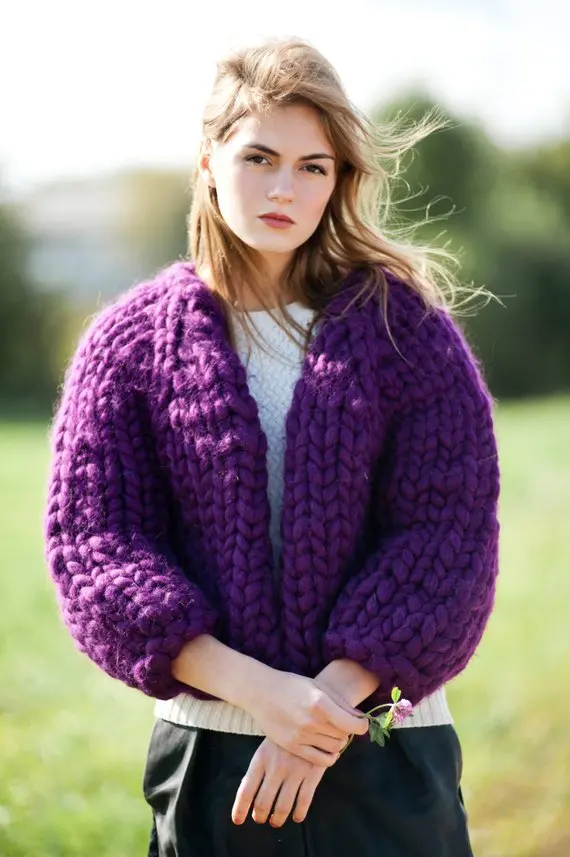 Hand deals Knit Cardigan, Purple Cardigan, Crochet Cardigan, Women Cardigan, Handmade Cardigan, Oversized Cardigan, Sweater Cardigan Women