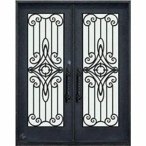 2024 Australia style wrought iron doors Luxury Exterior Main Entry Wrought Iron Doors Security Steel Door For Home