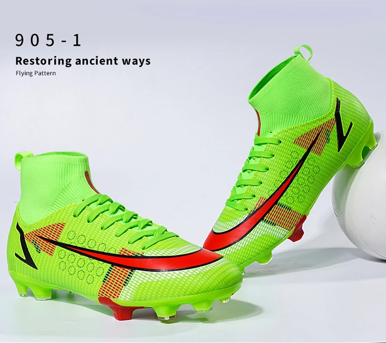 Wholesale Football Shoes High Top Rubber Spikes Football Sports Shoes