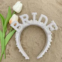 Оголовье невесты с жемчугом на заказ повязка голову для девичника головной