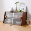Walnut-colored fluted glass sideboard