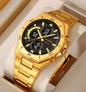 Fashion Outdoor Luxury Sport Men SKMEI 2561 Chronograph Stainless Steel Strap Analog Digital Watch