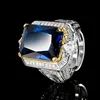 adjustable size Blue pointed crystal ring